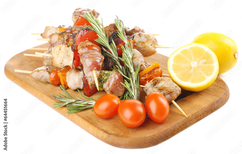 Pork kebab isolated on white Pork kebab isolated on white