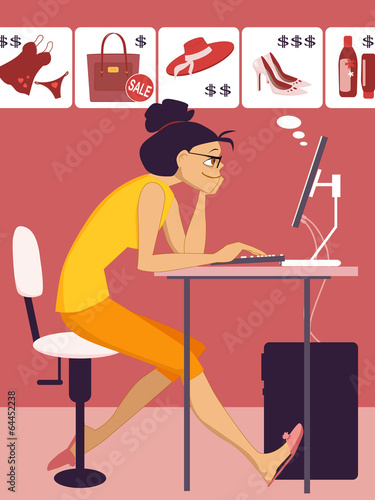 Woman shopping in an on-line store