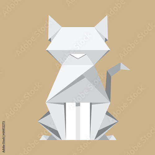 White paper cat origami