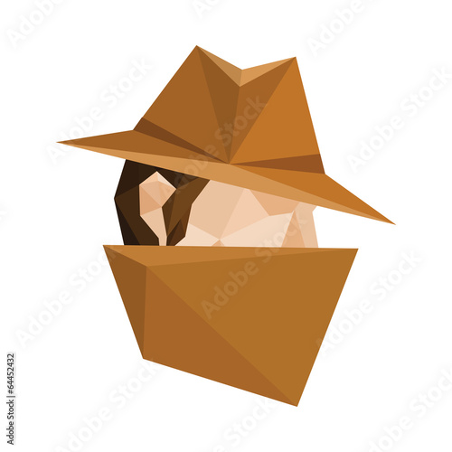  Illustration of abstract polygonal spy character