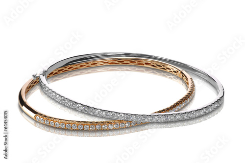 Canvas Print Set of diamond bracelets rose and white gold