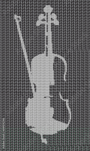 Illustration of grey knitwear with violin design