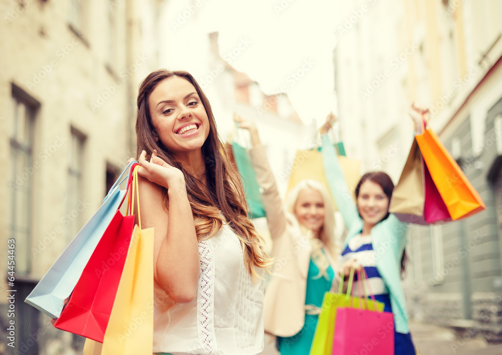 beautiful woman with shopping bags in the ctiy beautiful woman with shopping bags in the ctiy