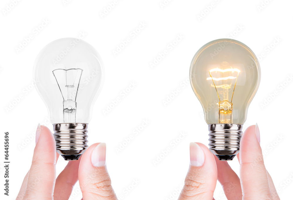 Hand with bulb isolated on white background Hand with bulb isolated on white background