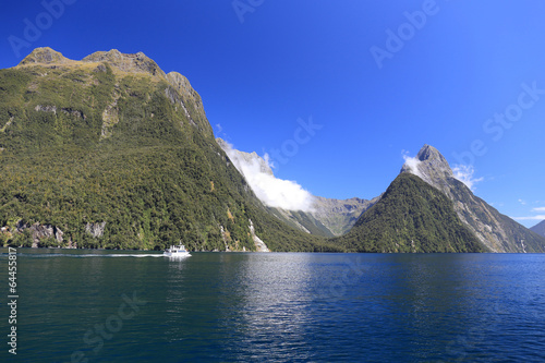 Sailing into Milford Sound on South Island of New Zealand