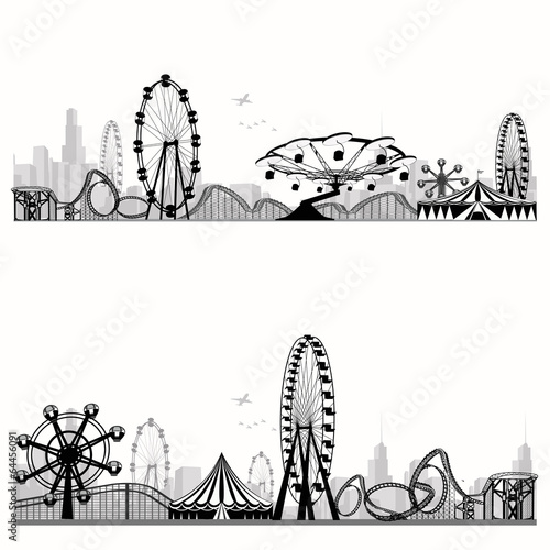 Vector illustration.Roller Coaster Silhouette