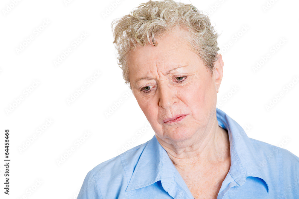 Portrait, headshot unhappy senior adult woman, depressed Portrait, headshot unhappy senior adult woman, depressed
