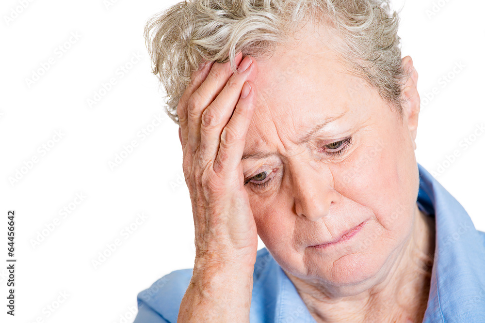 Portrait, headshot unhappy senior adult woman, depressed Portrait, headshot unhappy senior adult woman, depressed