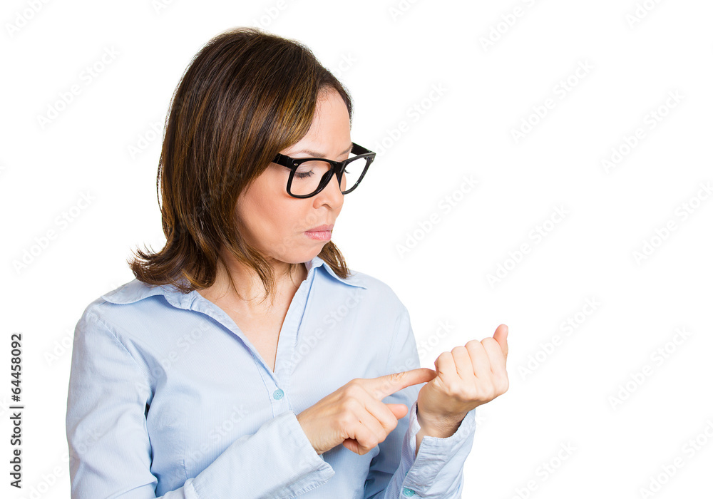 OCD middle aged woman obsessed with cleanliness of nails OCD middle aged woman obsessed with cleanliness of nails