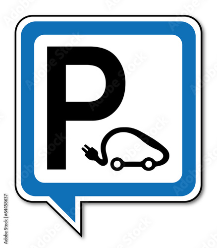 Logo parking véhicules électriques.