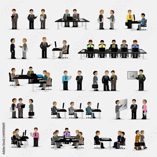 Business Peoples - Isolated On Gray Background