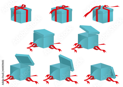 sequence of opening gift box