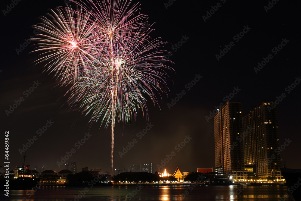 Fireworks near the river
