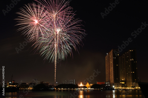 Fireworks near the river