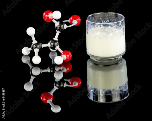 Lactose milk and molecule with bubbles photo