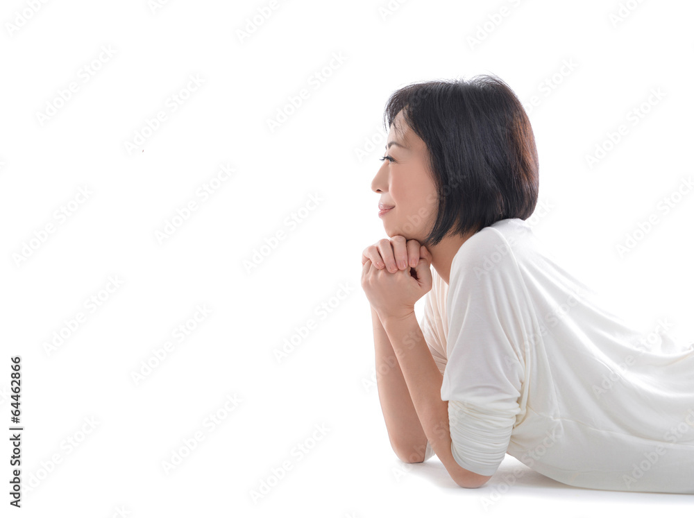 pretty woman relaxing on the floor pretty woman relaxing on the floor
