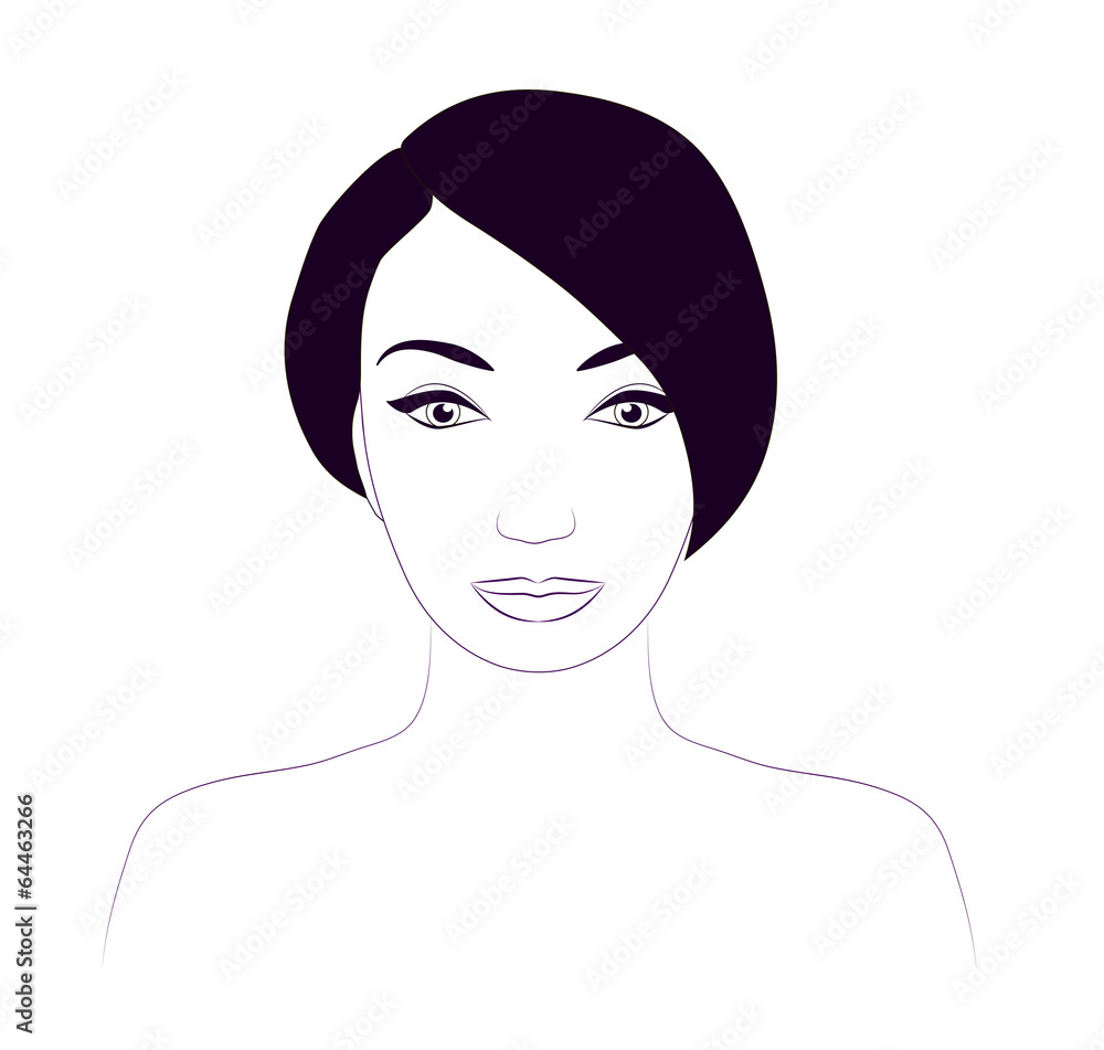 Beautiful girl with short hair sketch portrait Beautiful girl with short hair sketch portrait