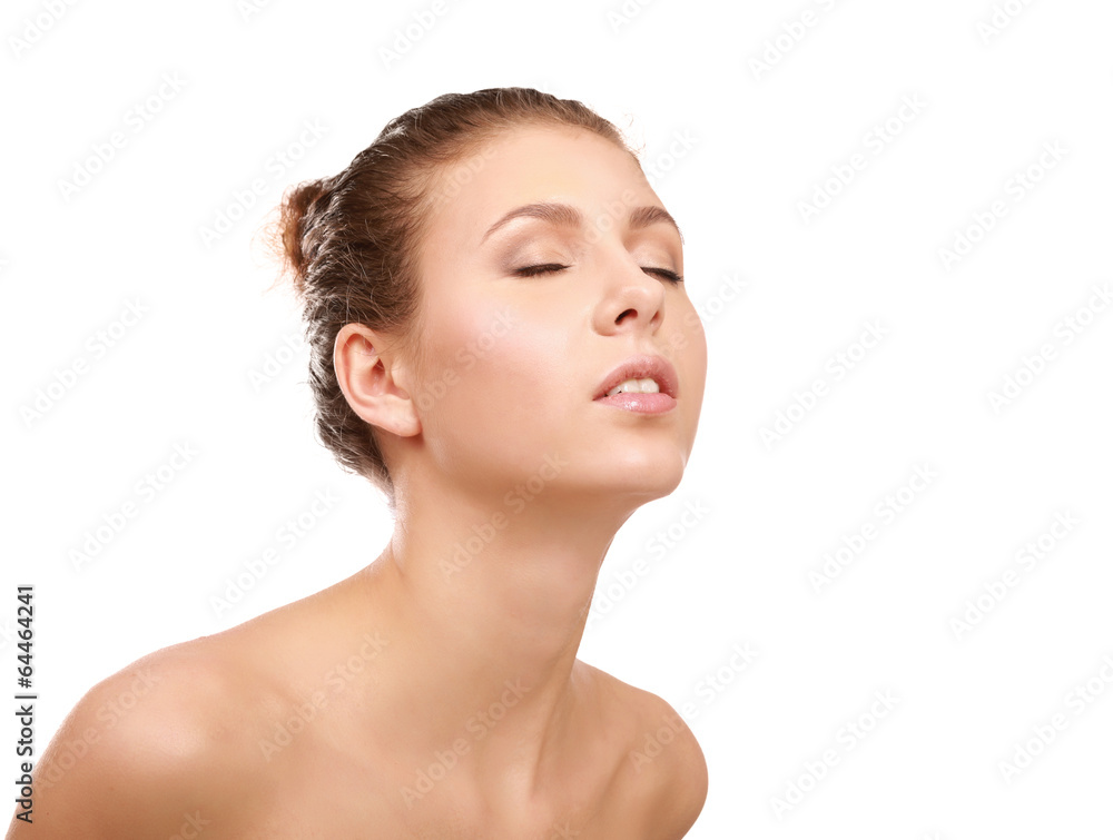 A beautiful woman, portrait isolated on white background.