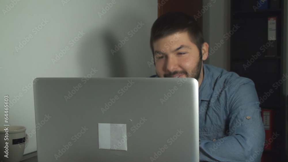 Business Man Talking Over The Laptop Face Time Business Man Talking Over The Laptop Face Time