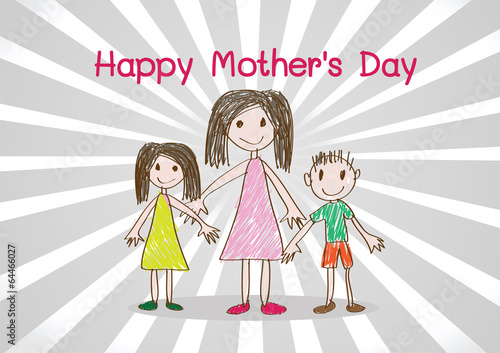 Wallpaper Mural Happy mothers day card with family cartoons in  illustration Torontodigital.ca