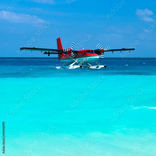 Twin otter seaplane at Maldives