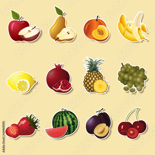 fruits and berries sectiona: apple, pear, banana