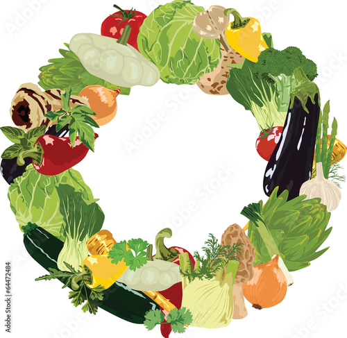 range of vegetables on white background