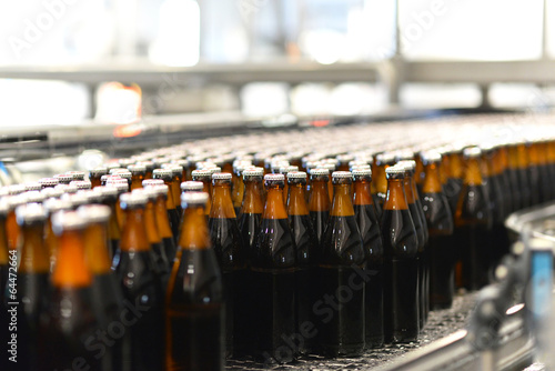 Fliessband in Brauerei    Assembly line with beer bottles