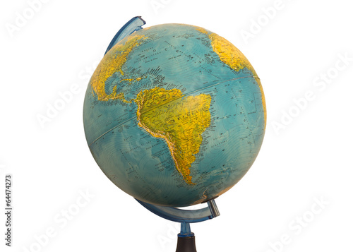 South America earth globe map