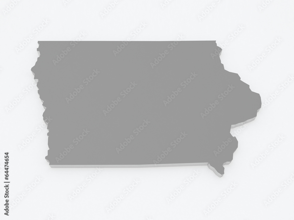 Three-dimensional map of Iowa. USA. Three-dimensional map of Iowa. USA.