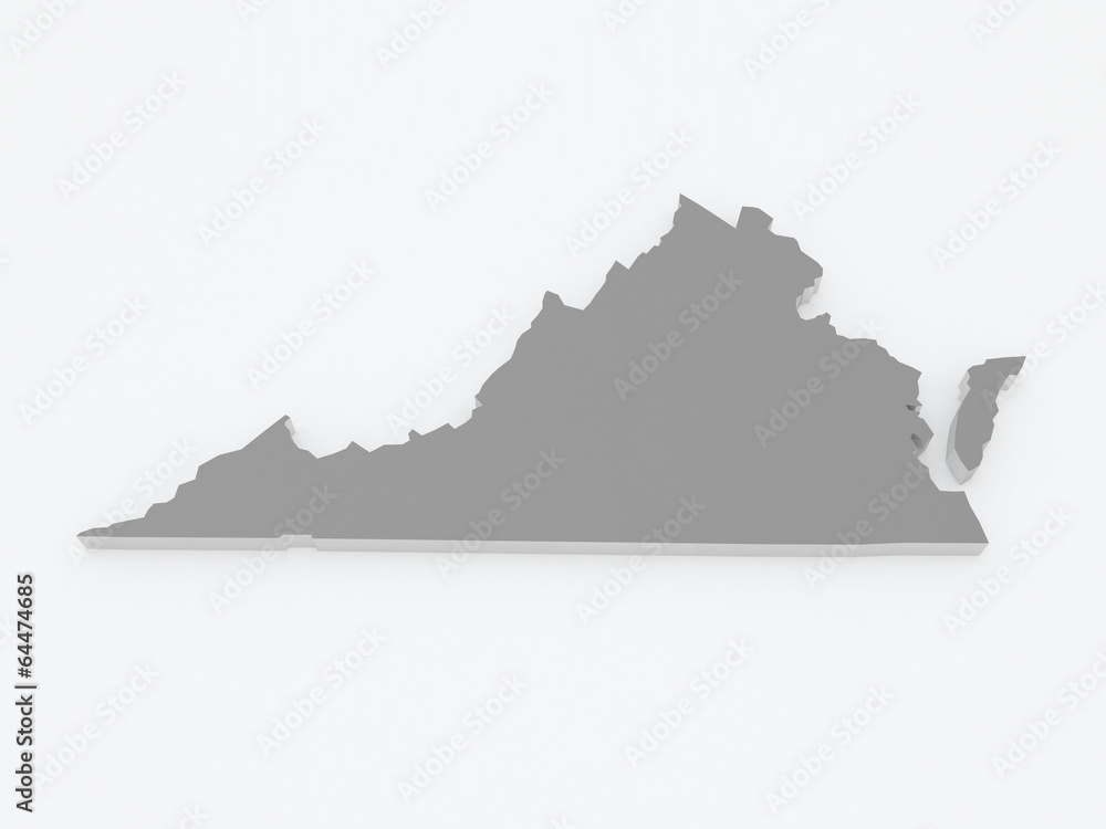 Fototapeta premium Three-dimensional map of Virginia. USA.