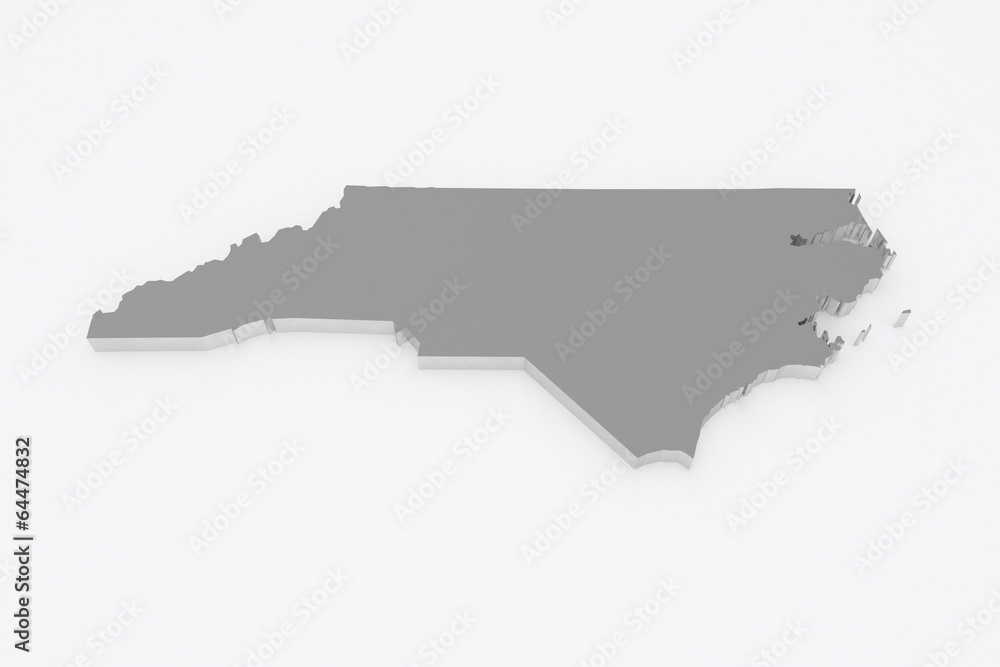 Fototapeta premium Three-dimensional map of North Carolina. USA.