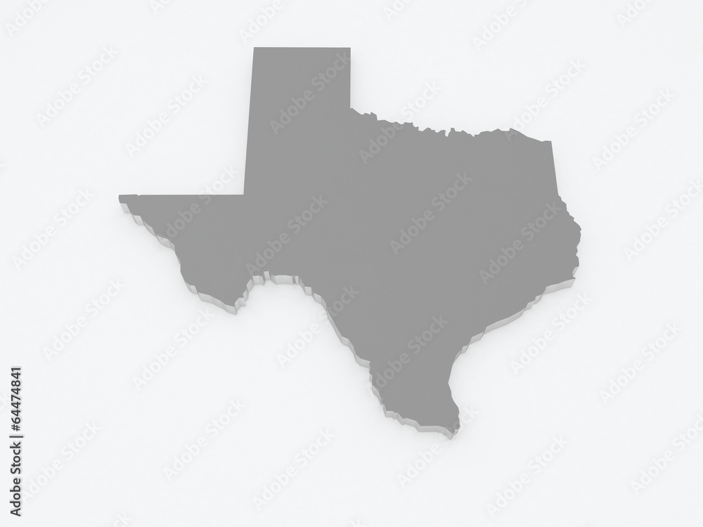 Fototapeta premium Trójwymiarowa mapa stanu Teksas. USA.