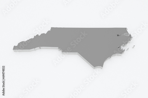 Three-dimensional map of North Carolina. USA.