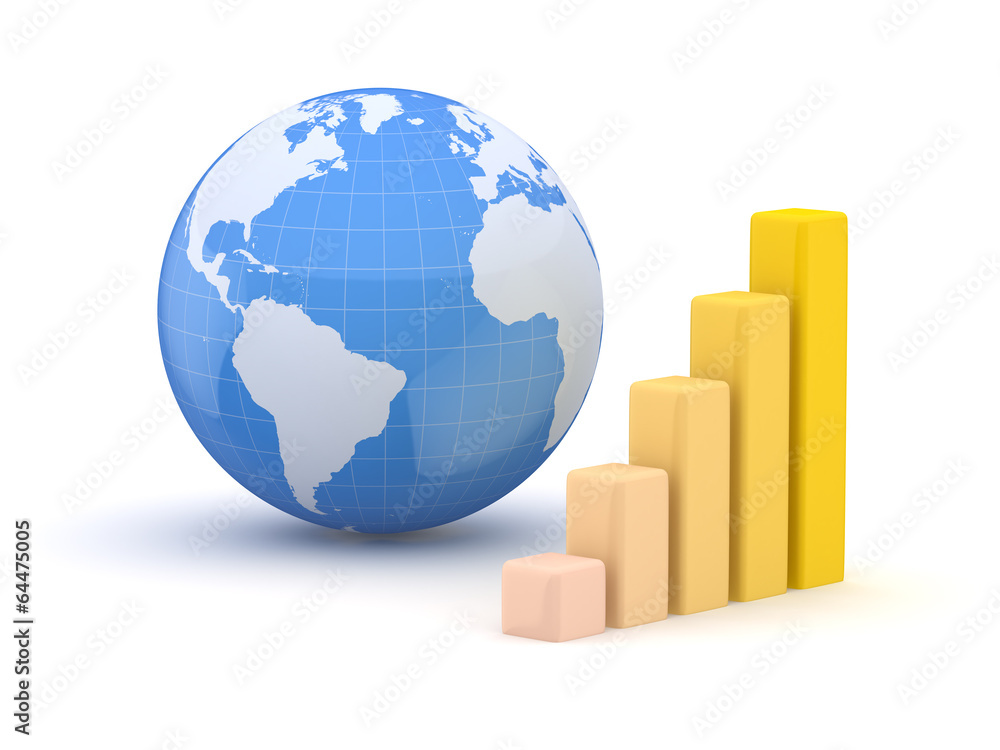 Globe and business. Earth and world map. 3d Globe and business. Earth and world map. 3d