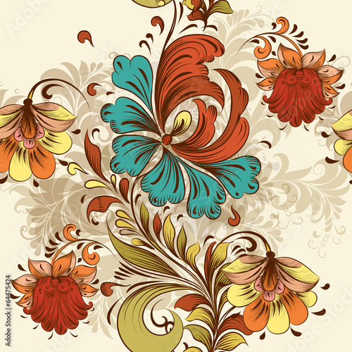 Floral seamless wallpaper pattern with flowers