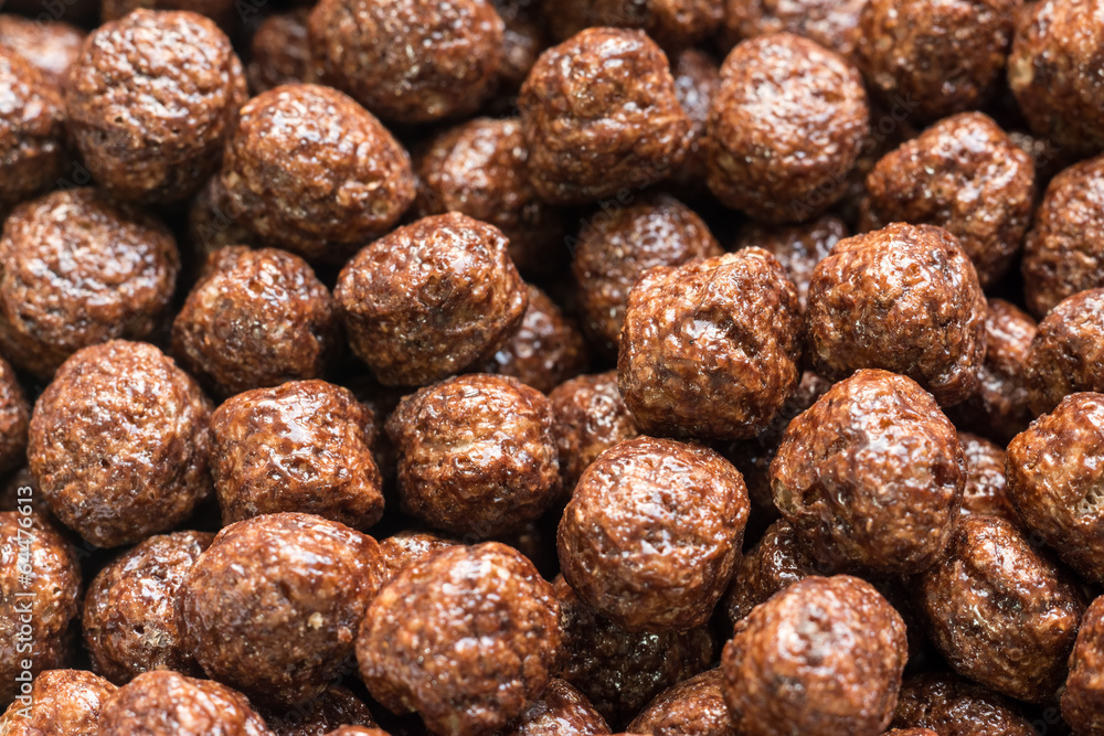 Breakfast Chocolate Balls Corn Flakes Close Up Breakfast Chocolate Balls Corn Flakes Close Up
