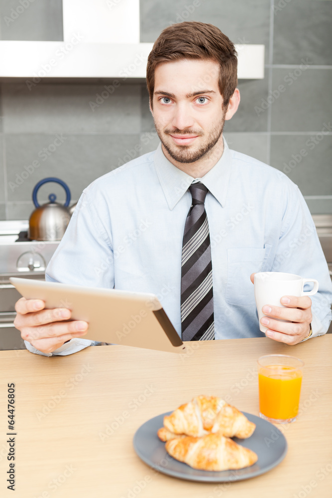 Doing breakfast and drinking coffee Doing breakfast and drinking coffee