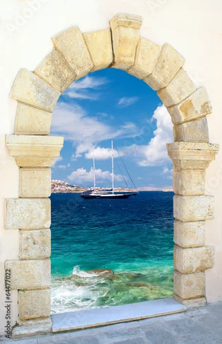 Fototapeta Tradycyjna architektura na wyspie Mykonos, Grecja