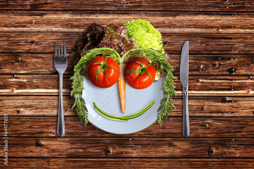Plate with Vegetable Face photo