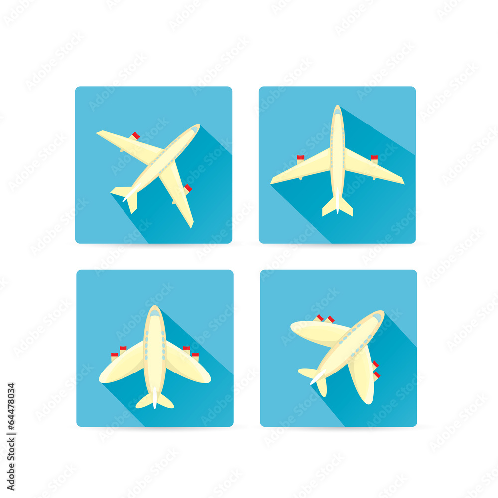 vector flat airplane icon set.