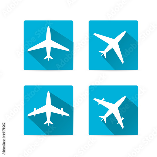 vector flat airplane icon set.