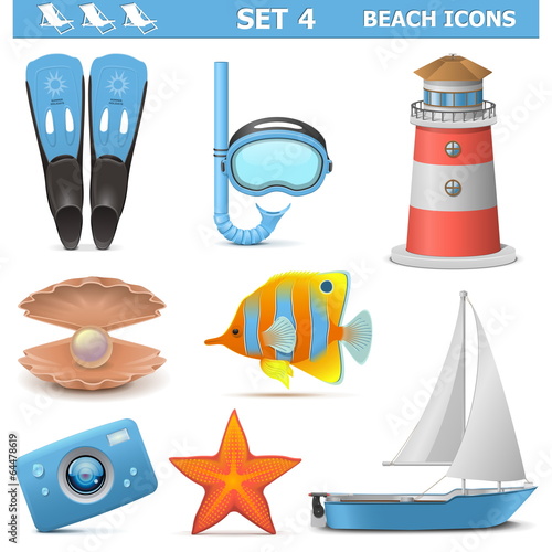 Vector Beach Icons Set 4