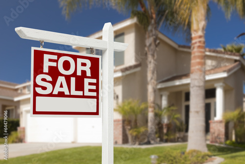 Home For Sale Sign in Front of New House