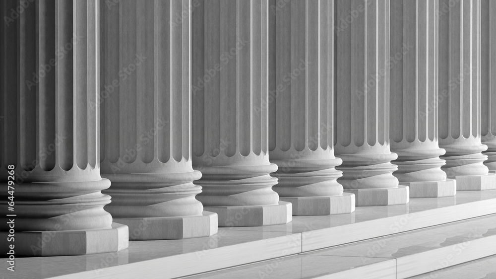 Fototapeta premium White ancient marble pillars in a row