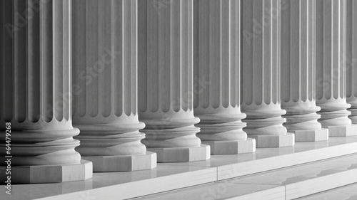 Fényképezés White ancient marble pillars in a row