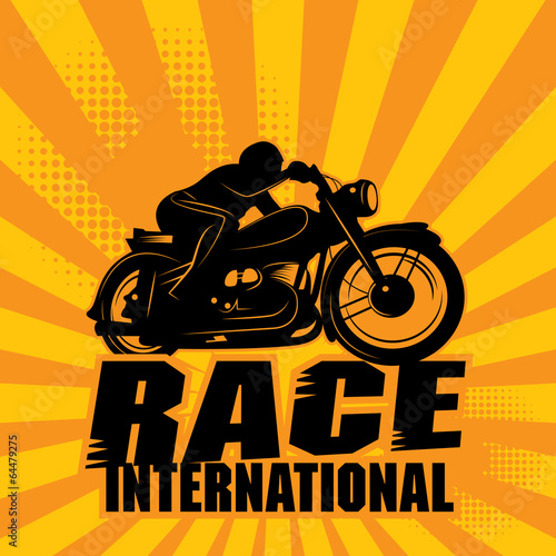 Abstract background with the words Race International inside