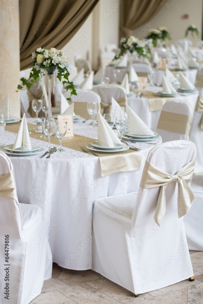 Table set for an event party or wedding reception - obrazy, fototapety, plakaty 
