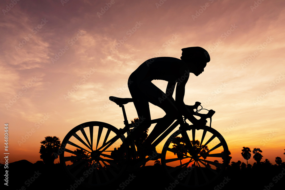 Fototapeta premium Cycling triathlon on twilight time