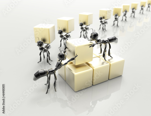 Business team 3d black ants